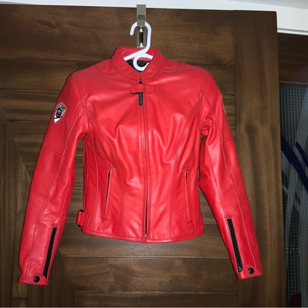 SUOMY Woman's Leather Motorcycle Jacket, Sz S, EUC - Picture 2 of 16